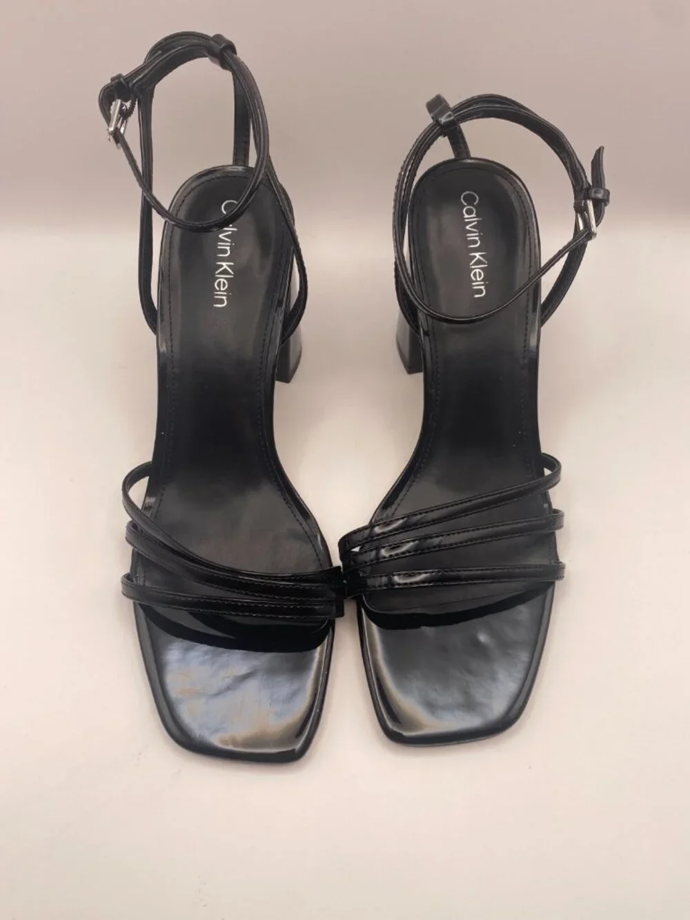 Calvin Klein Womens Quiva Black Strap Heel Sandal Sz 10